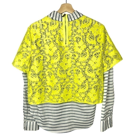 Elizabeth and James Neon Yellow Layered Long Sleeve Blouse M - Picture 2 of 3